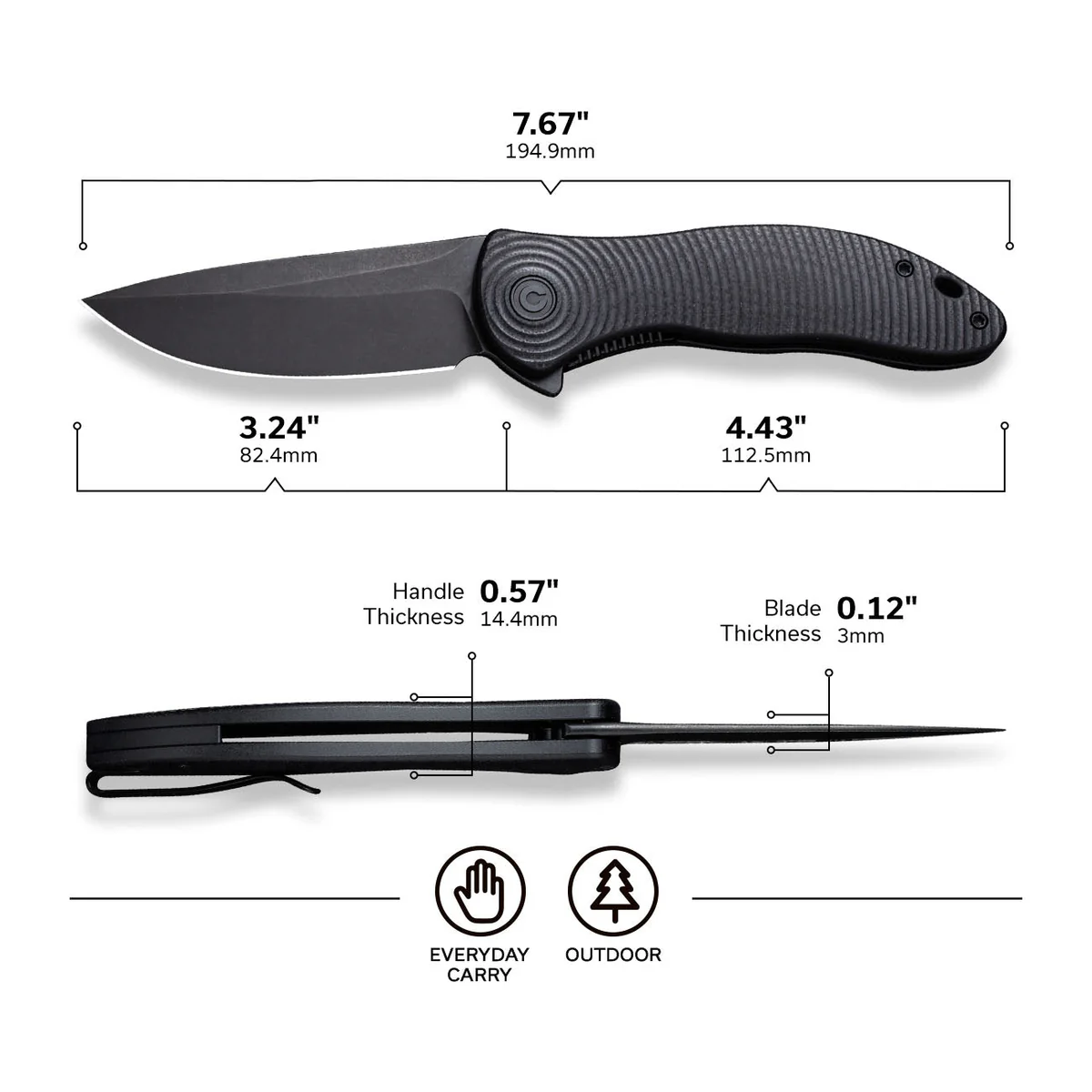 CIVIVI Synergy3 Flipper Knife Drop Point