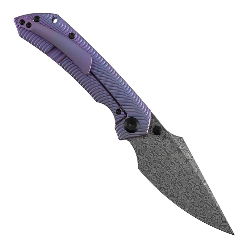Kansept Fenrir | Frame Lock | Purple Anodized Titanium with Micro Milled Water Ripple Texture 
