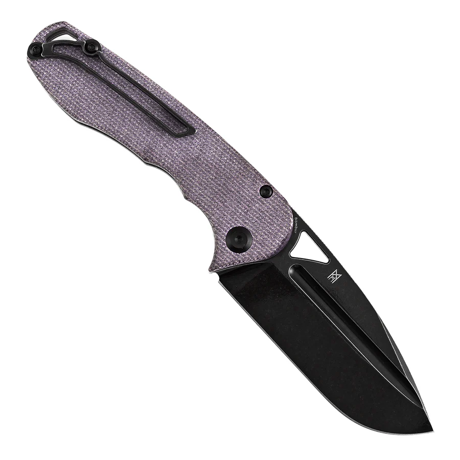 Tenable Bömbur Folding Knife Purple Micarta Handle (3.53'' Blackwashed D2 Blade) 