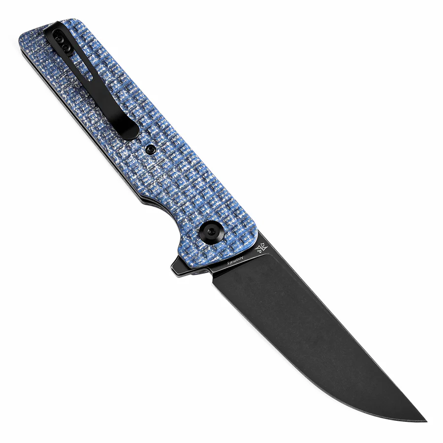 Tenable Anomaly Folding Knife Blue Micarta with Frag Pattern Handle (3.14'' Blackwash Nitro-V Blade) 