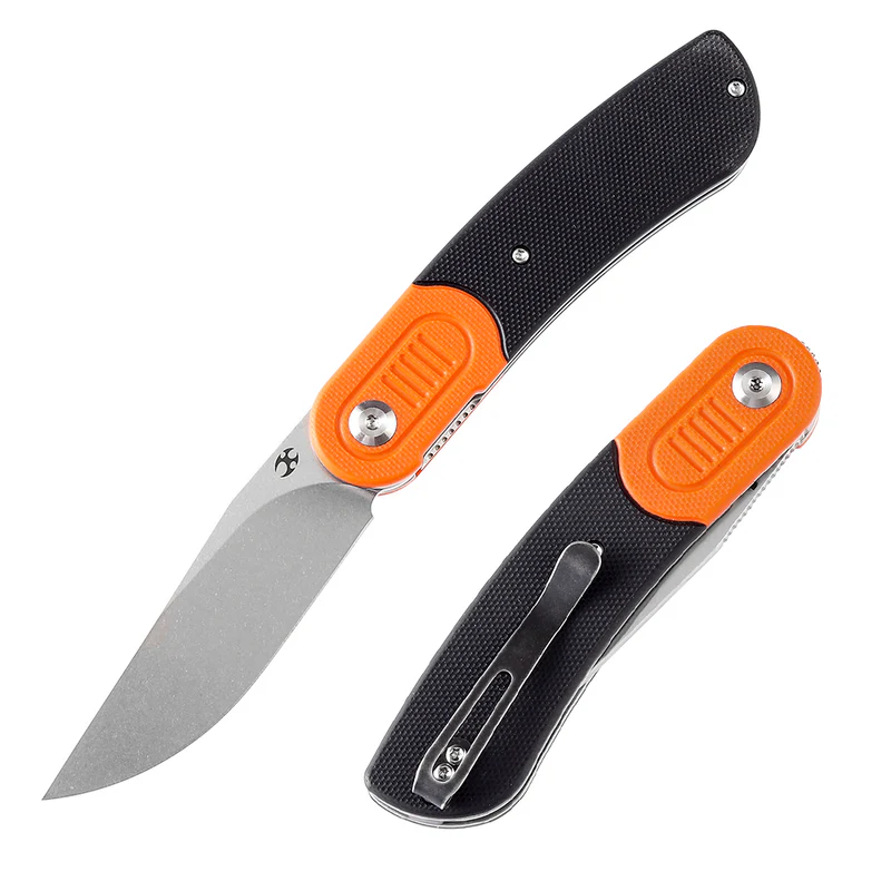 KANSEPT Reverie T2025B8 Stonewashed 154CM! Blade Orange and Black G10 Handle 
