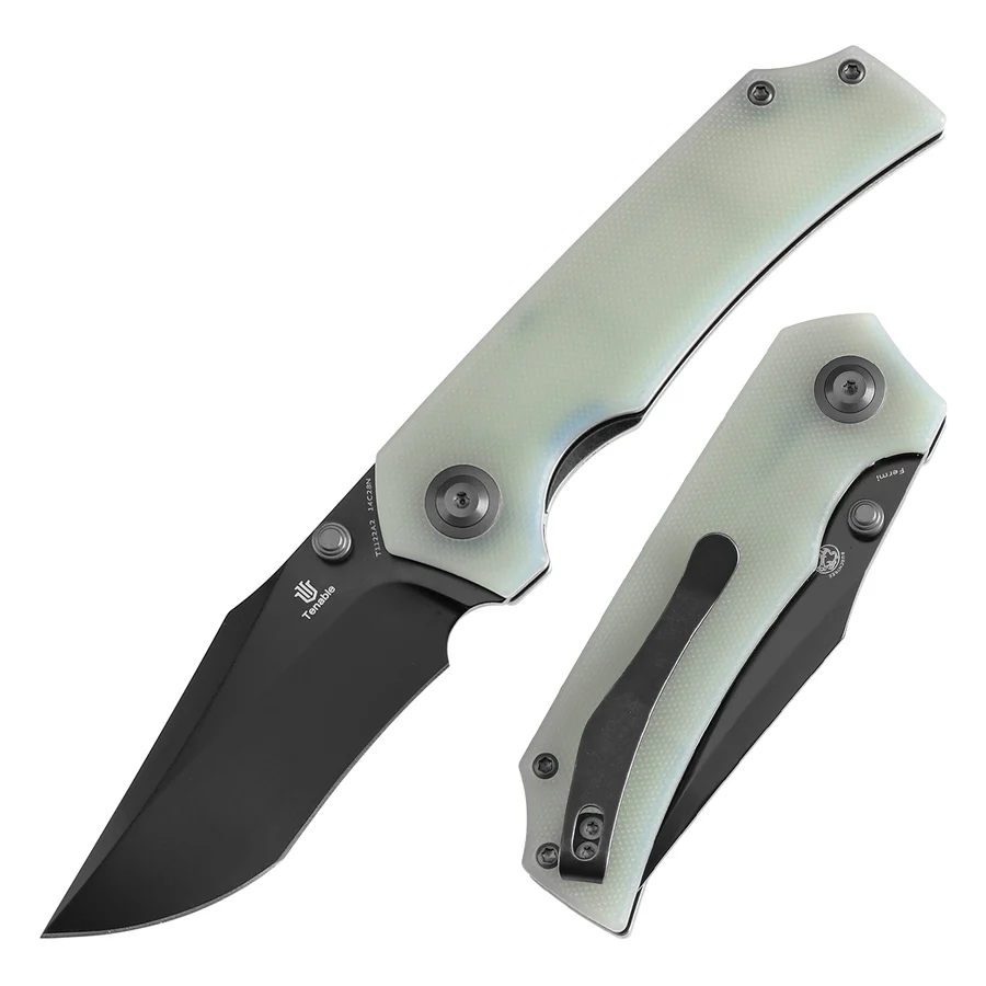 Tenable Fermi Folding Knife Jade G10 Handle (3.11'' Black TiCn Coated 14C28N Blade) T1122A2