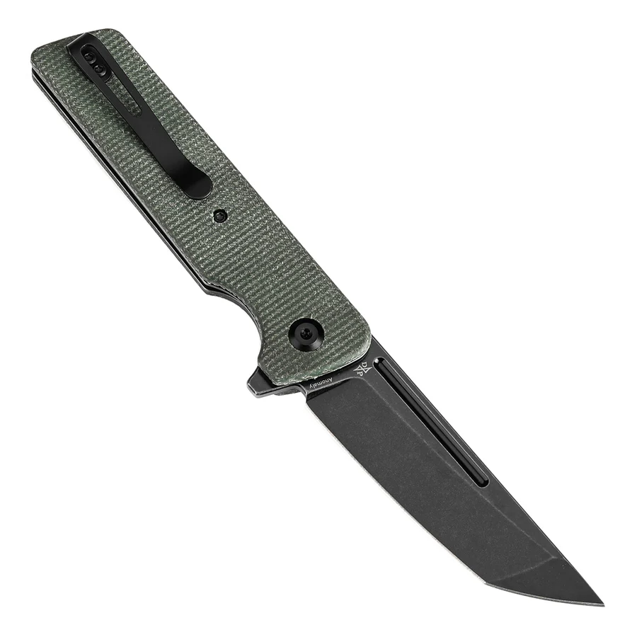Tenable Anomaly Folding Knife Green Micarta Handle (3.14'' Blackwash Nitro-V Tanto Blade) 
