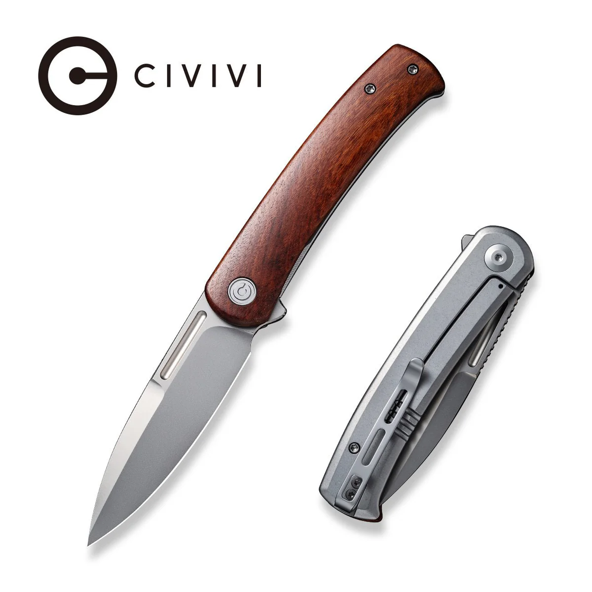 CIVIVI Cetos Flipper Knife Wood & Stainless Steel Handle