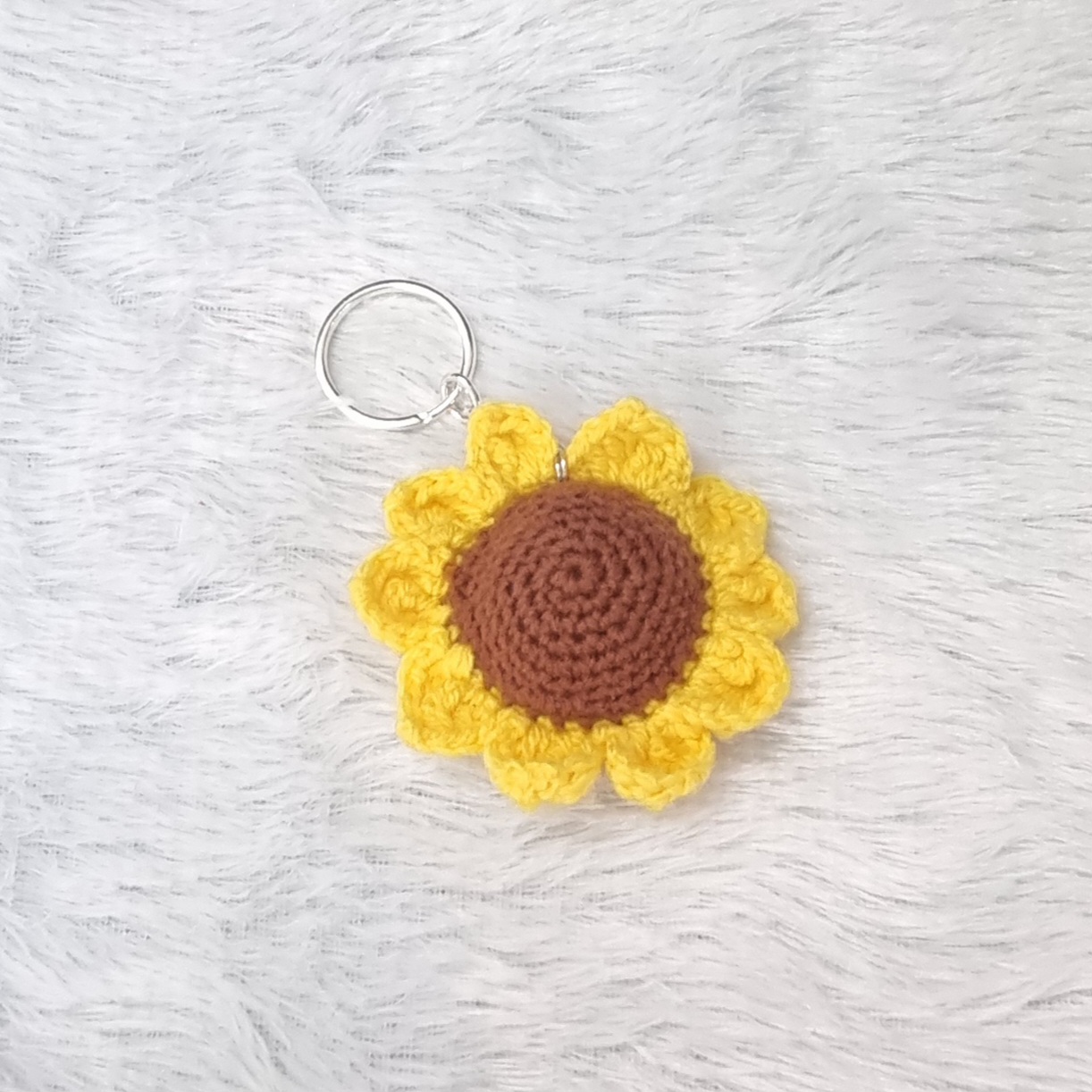 Crocheted Sunflower Keychain