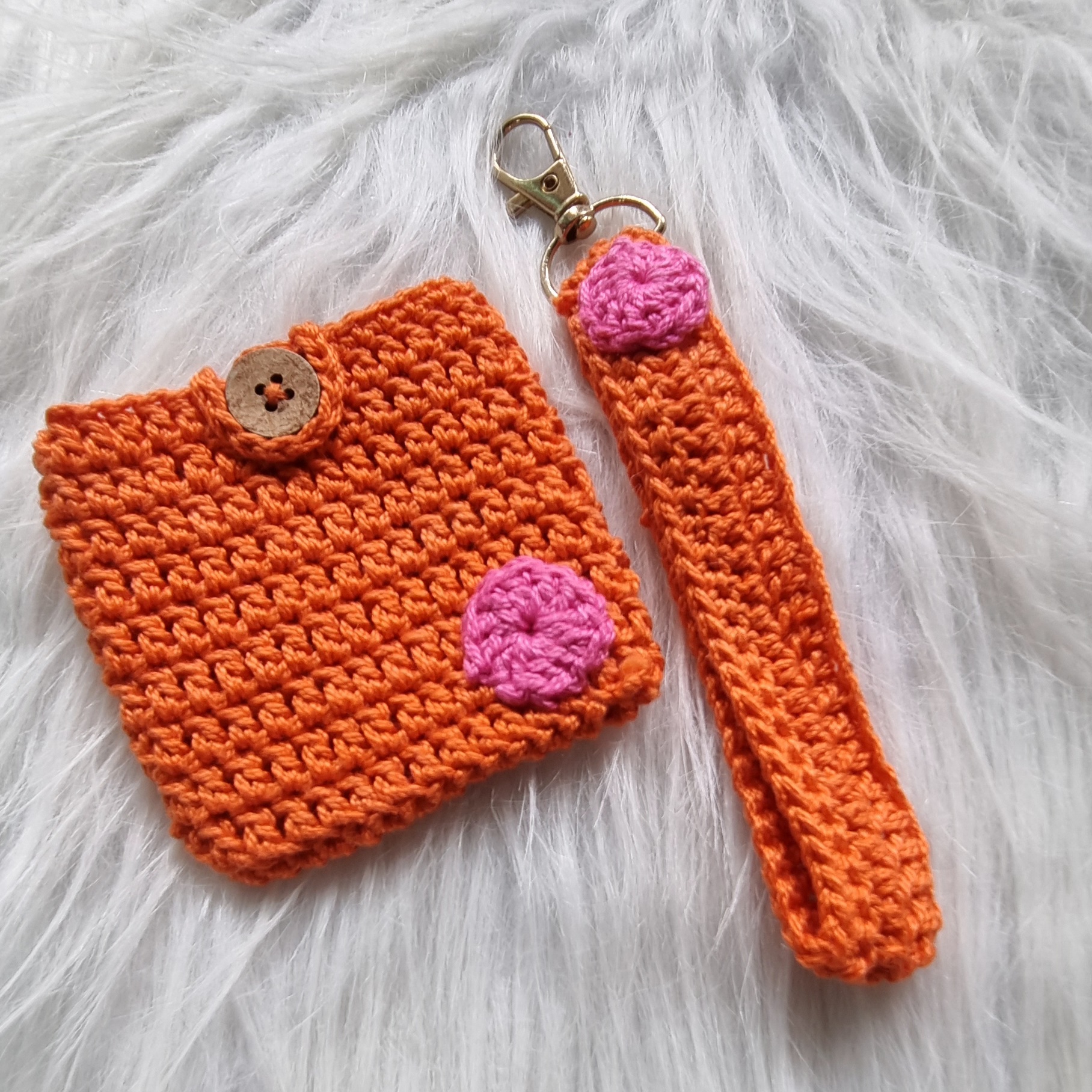 Handmade Crochet Card /Coin Purse and Keychain Set