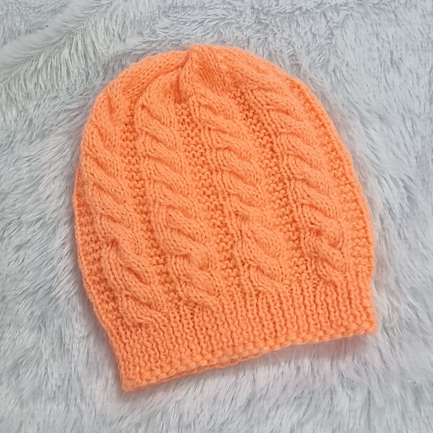 Hand-Knitted Orange Beanie
