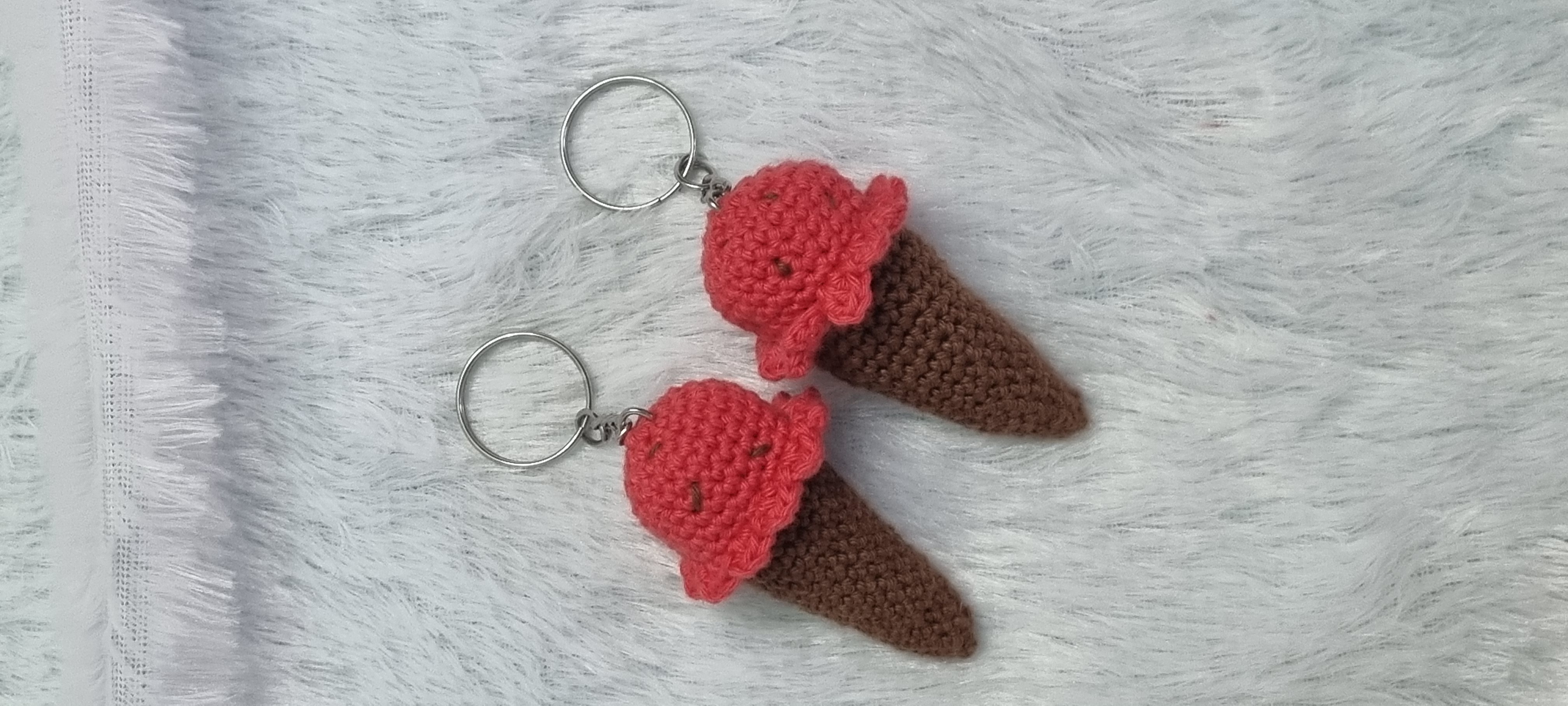 Handmade Ice Cream Cone Keychain