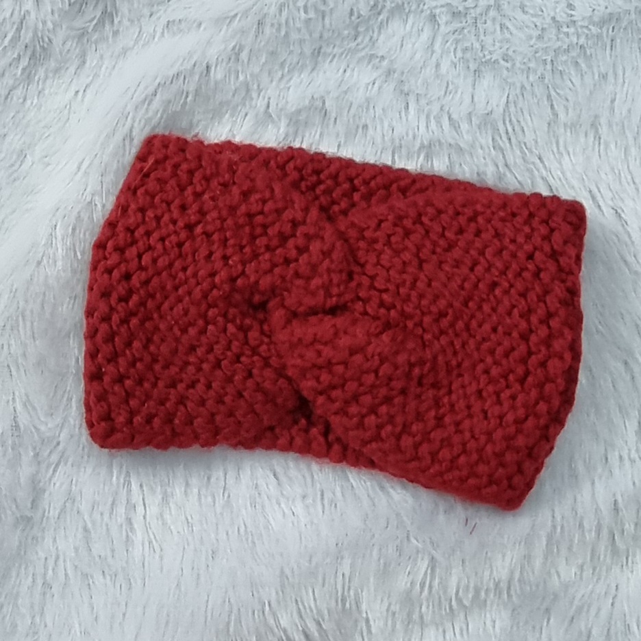 Handmade Knitted Red Ear Warmer