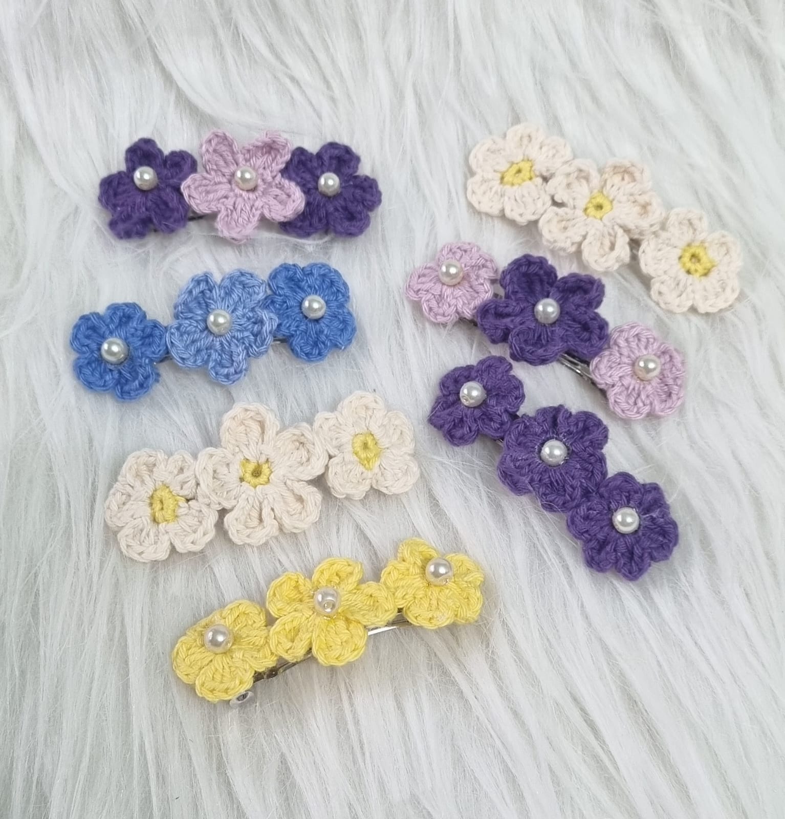 Handmade Crochet Flower Hair Clips