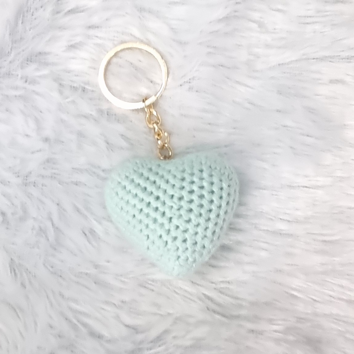 Handmade Crochet Heart Keychain