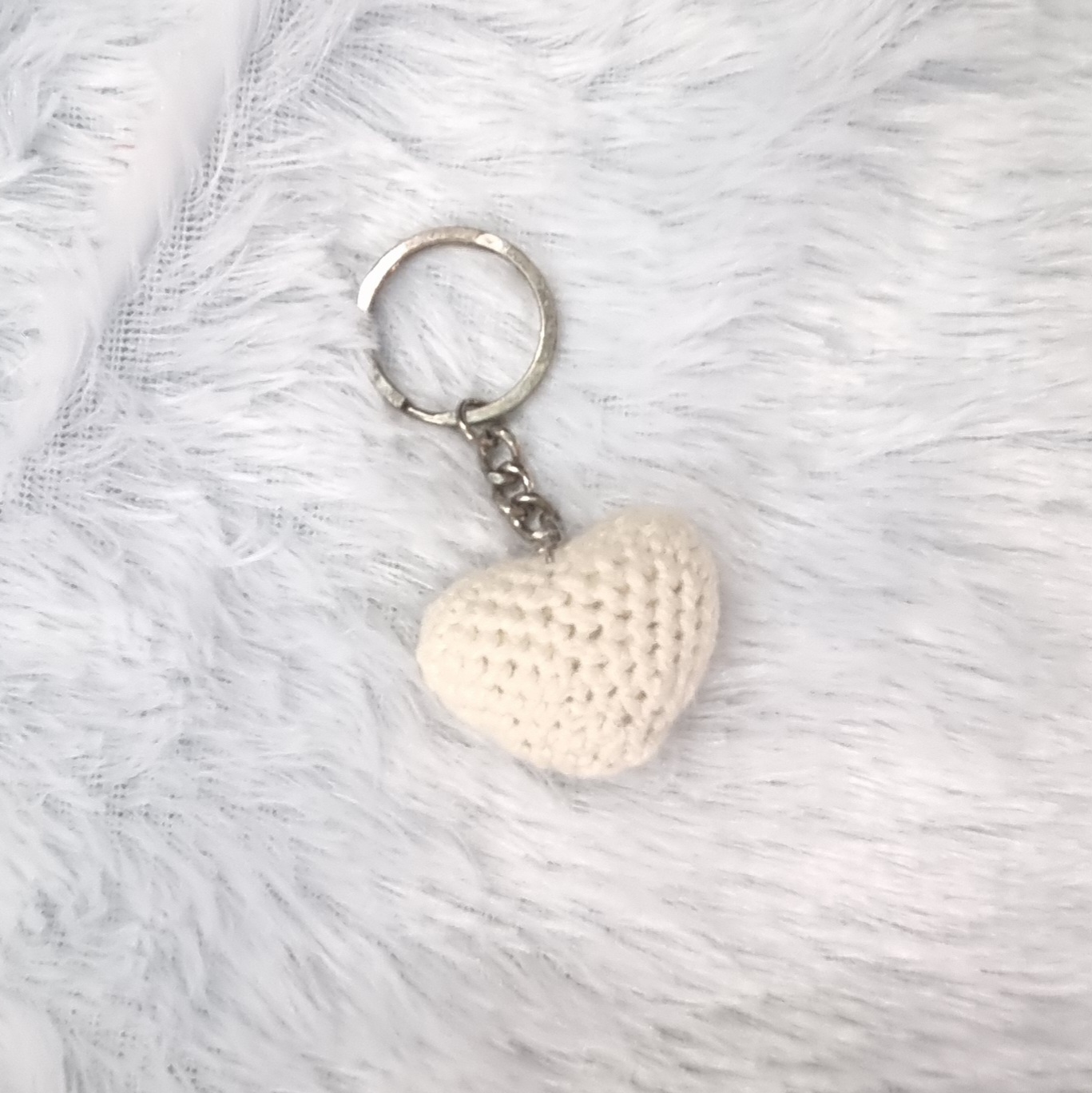 Handmade Crochet Heart Keychain