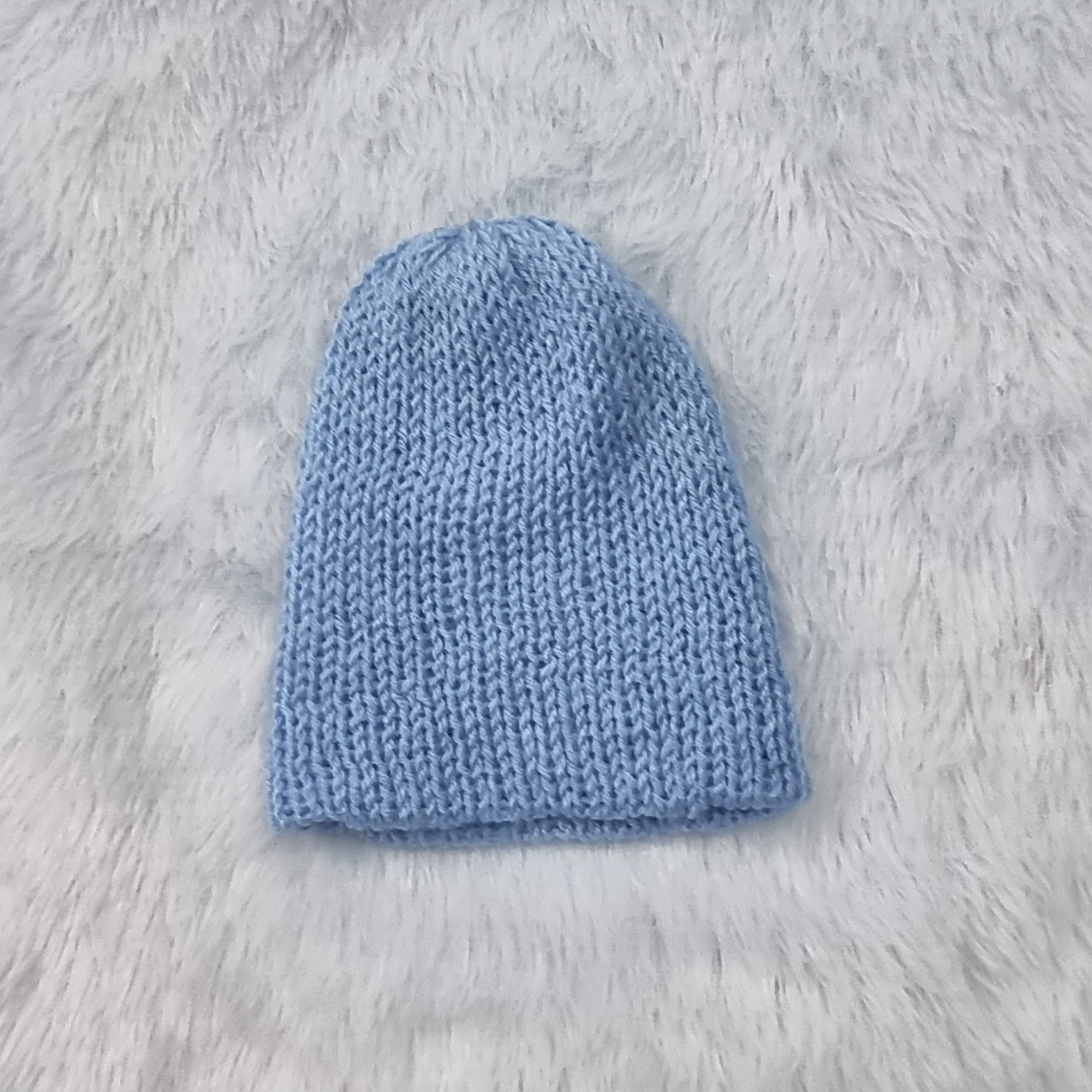 Hand-Knitted Blue Beanie