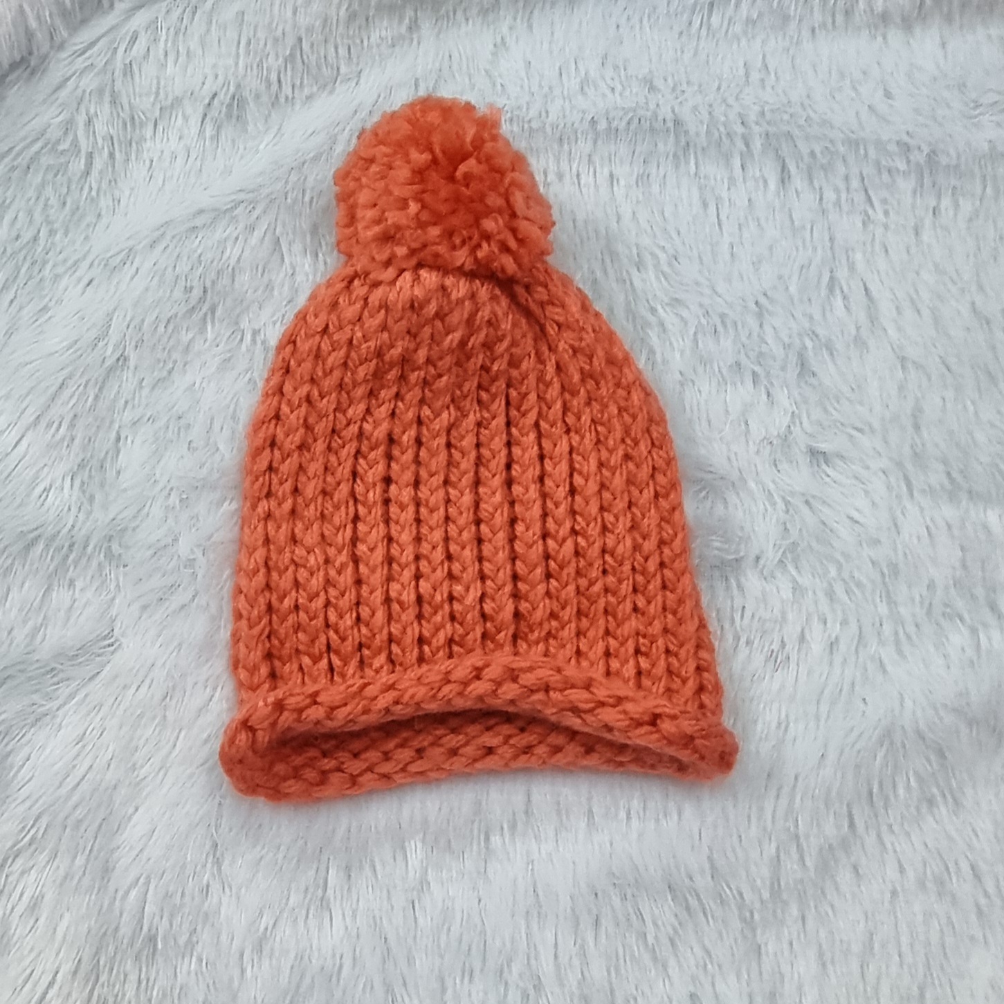 Hand-Knitted Orange Beanie