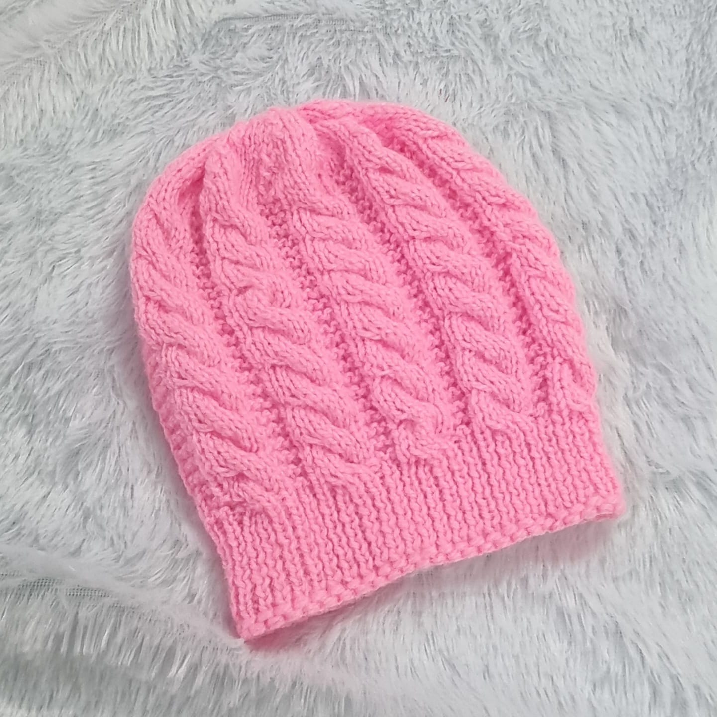 Pink knitted beanie