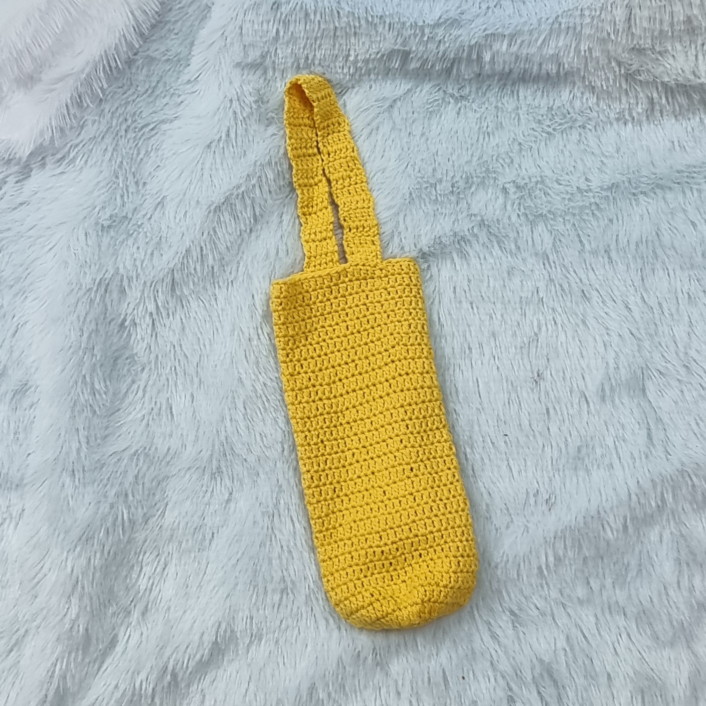 Handmade Yellow Crochet Bottle Holder