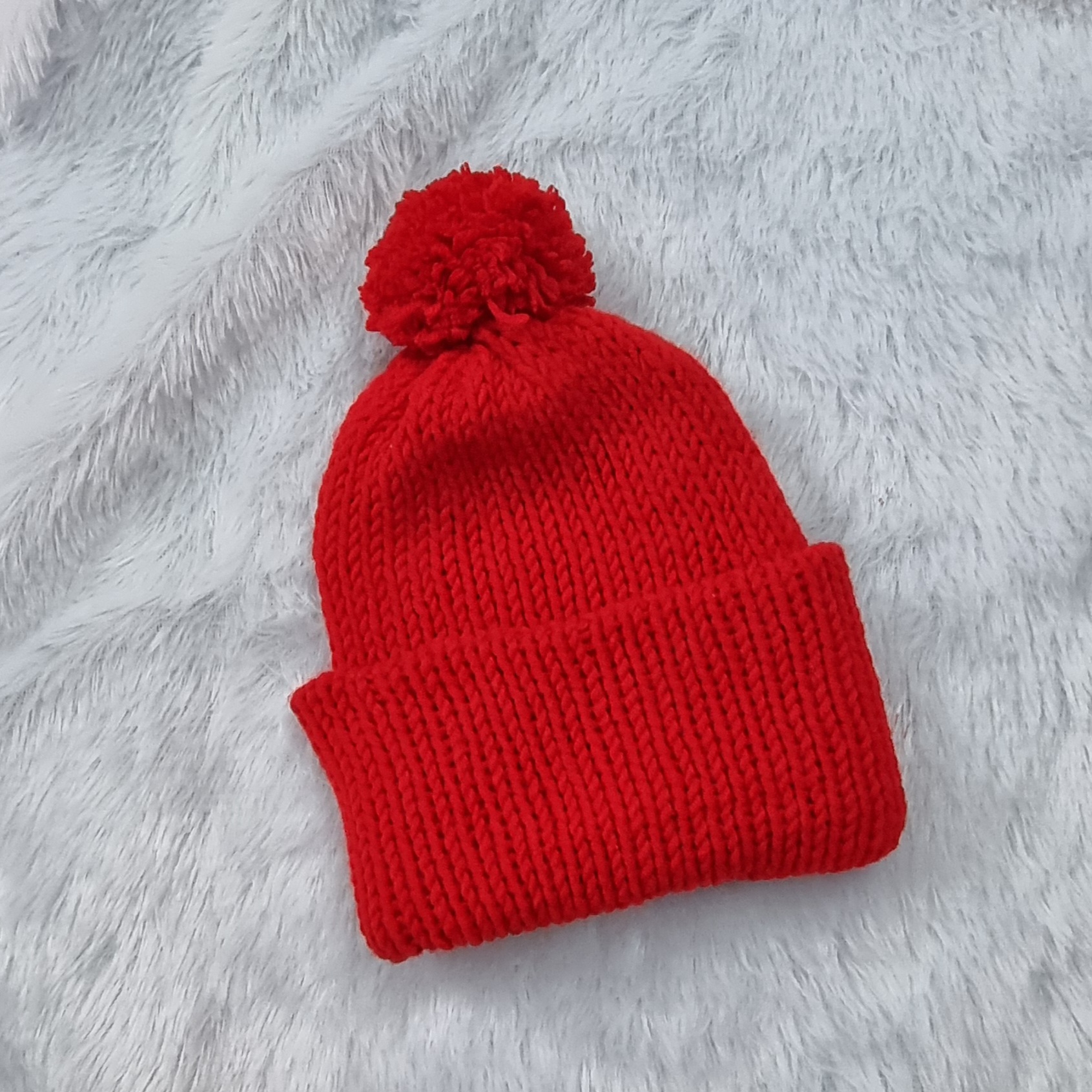 Red Knitted Beanie Hat