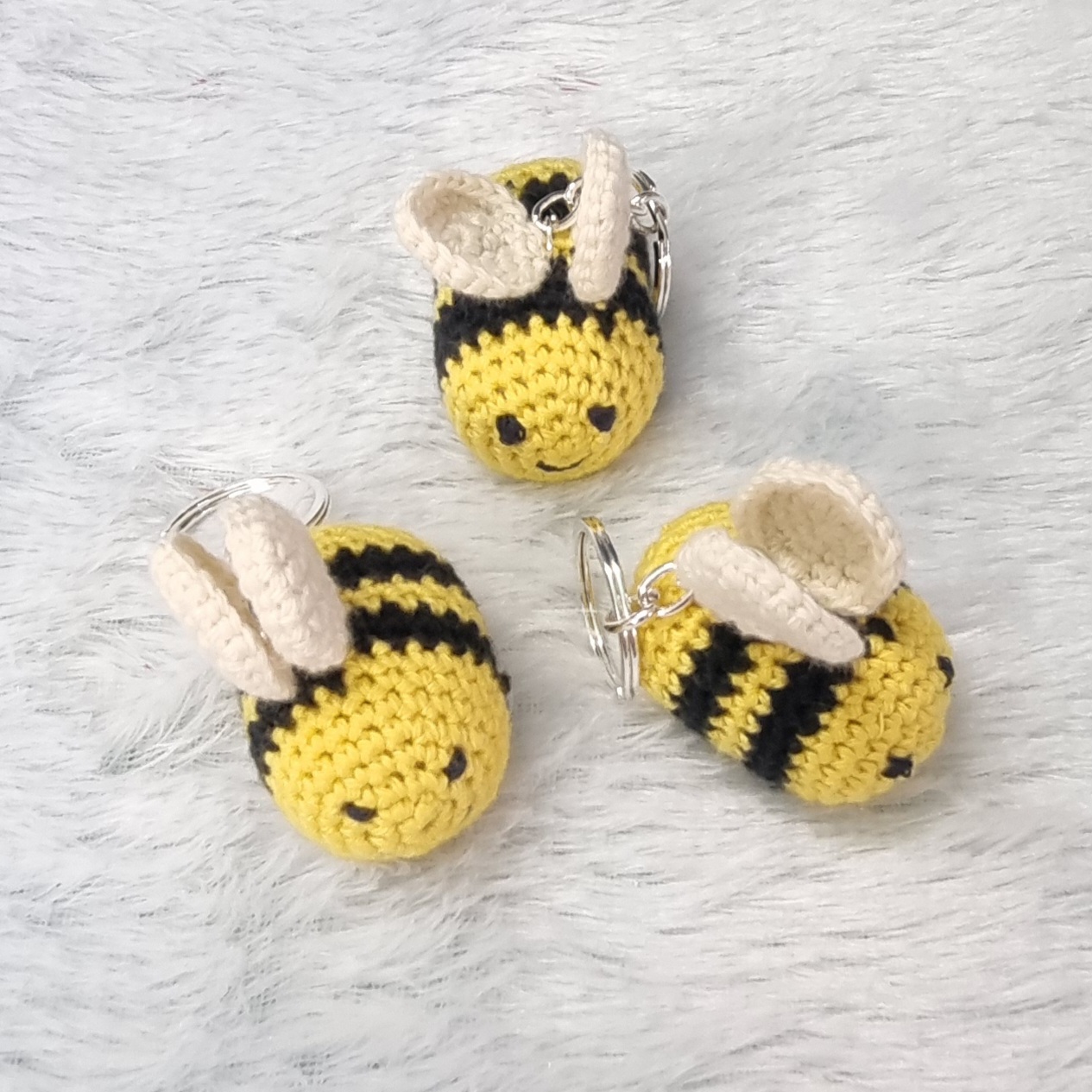 Handmade Crochet Bee Keychain