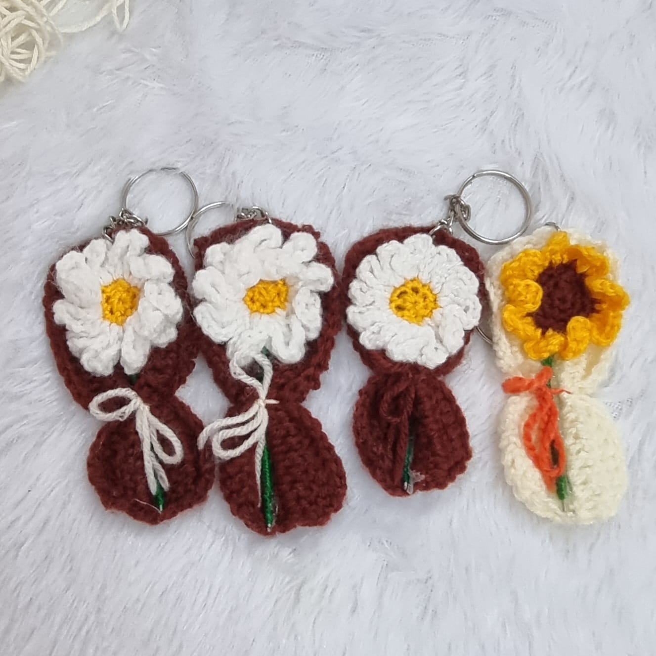 Handmade Crochet Flower Keychains