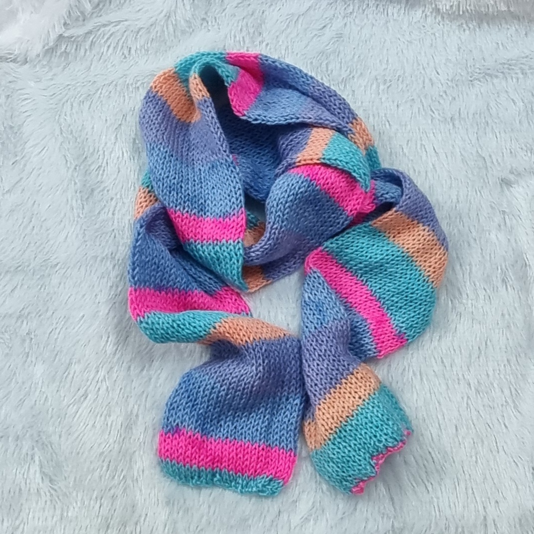 Hand-Knitted Multi-Colored Scarf