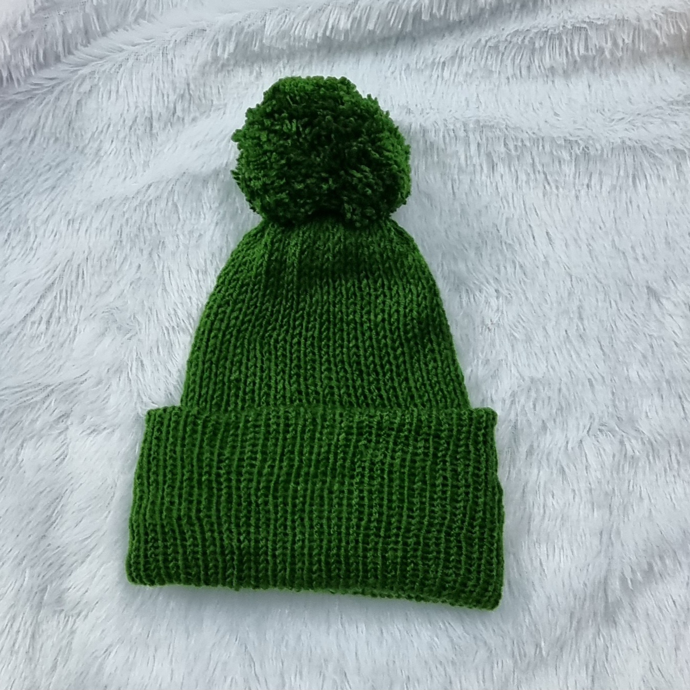 Green Knitted Pom-Pom Beanie