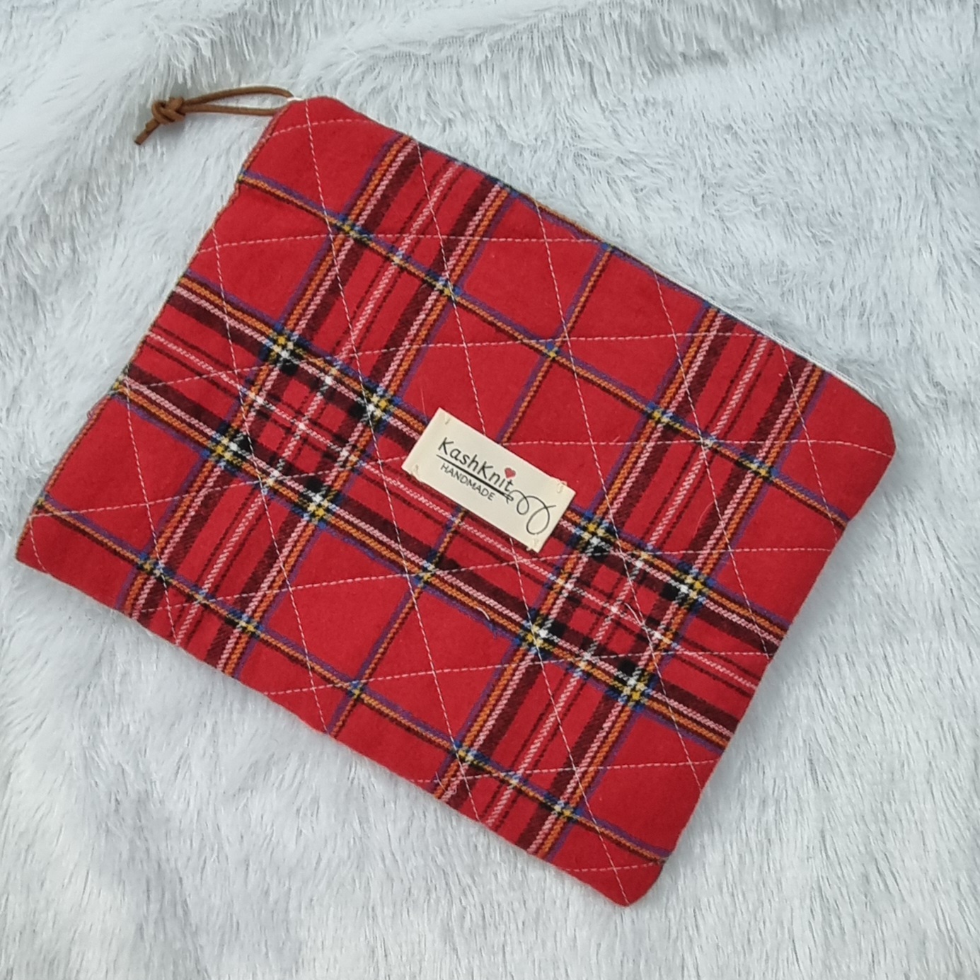 Red Plaid Quilted Pouch