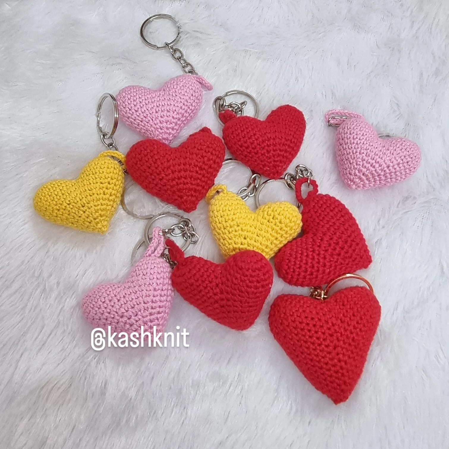 Handmade Crochet Heart Keychains