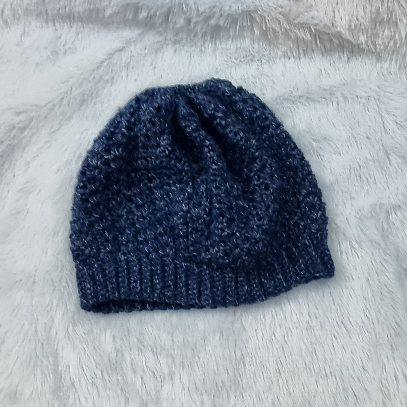 Handmade Crochet Blue Beanie
