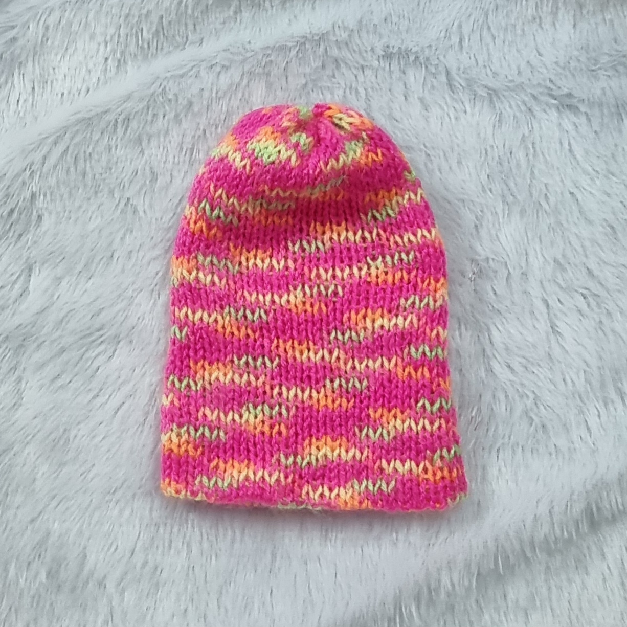 Hand-knitted colorful beanie