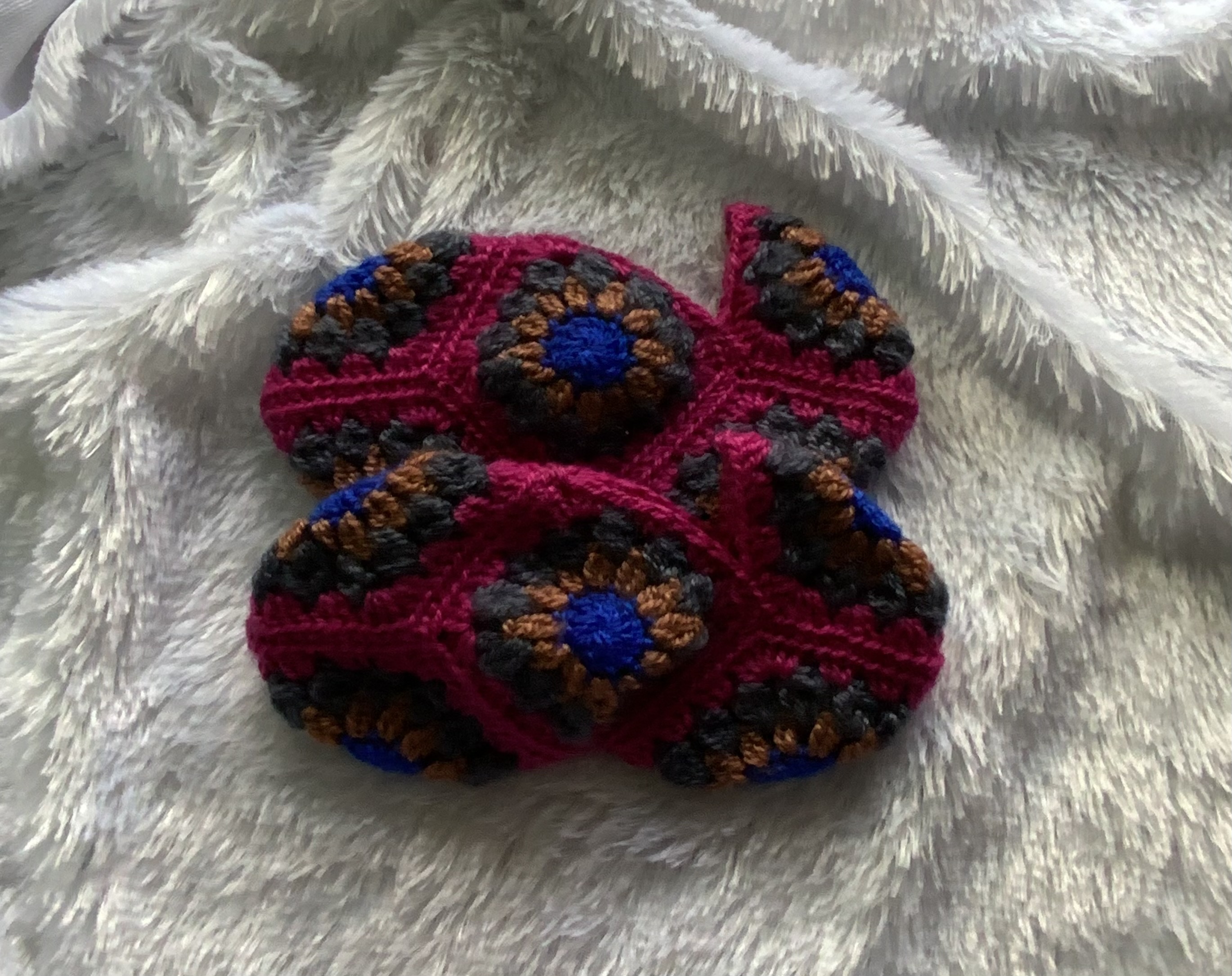 Handmade Crochet Granny Square Slippers