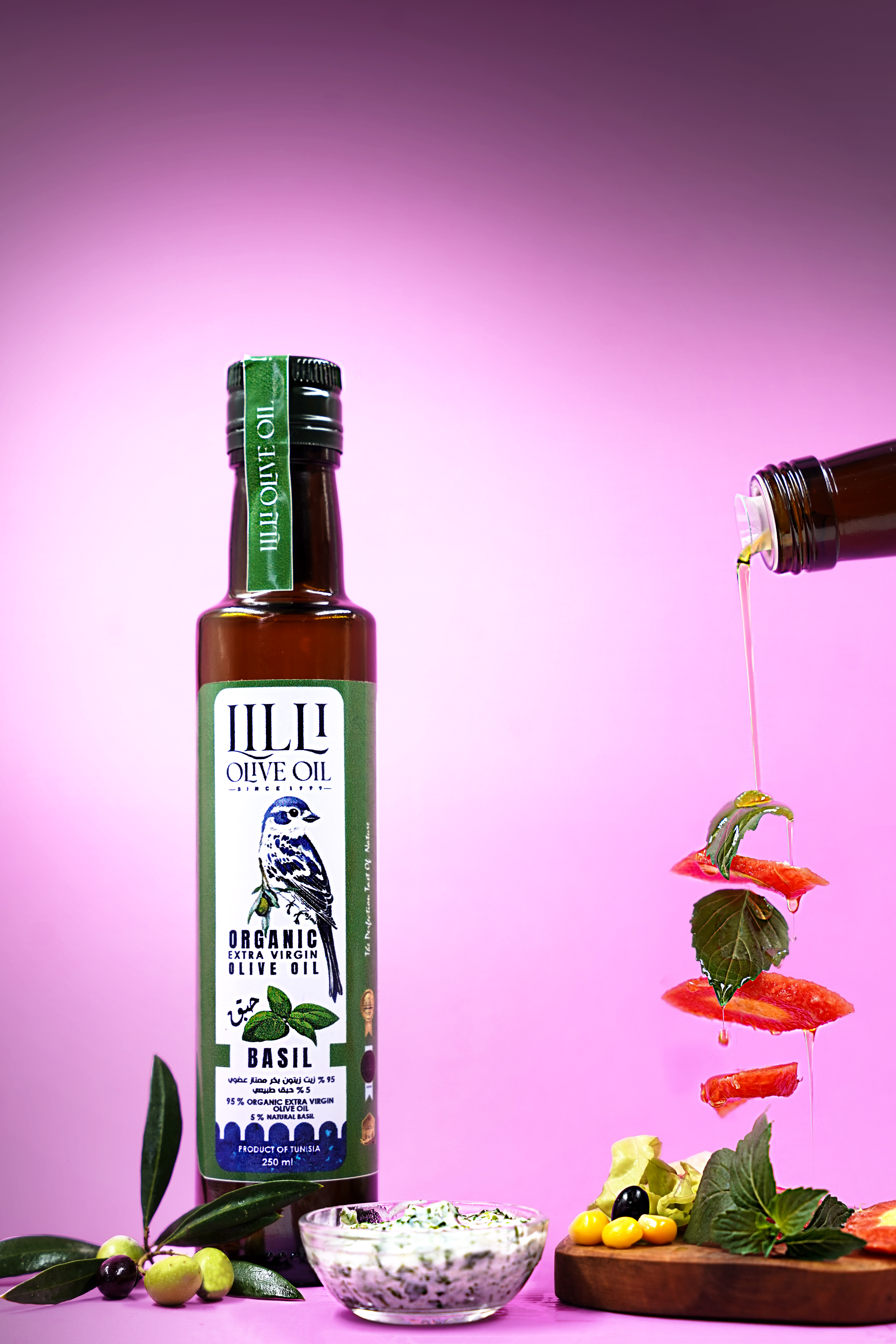 Huile d'olive Bio au Basilic