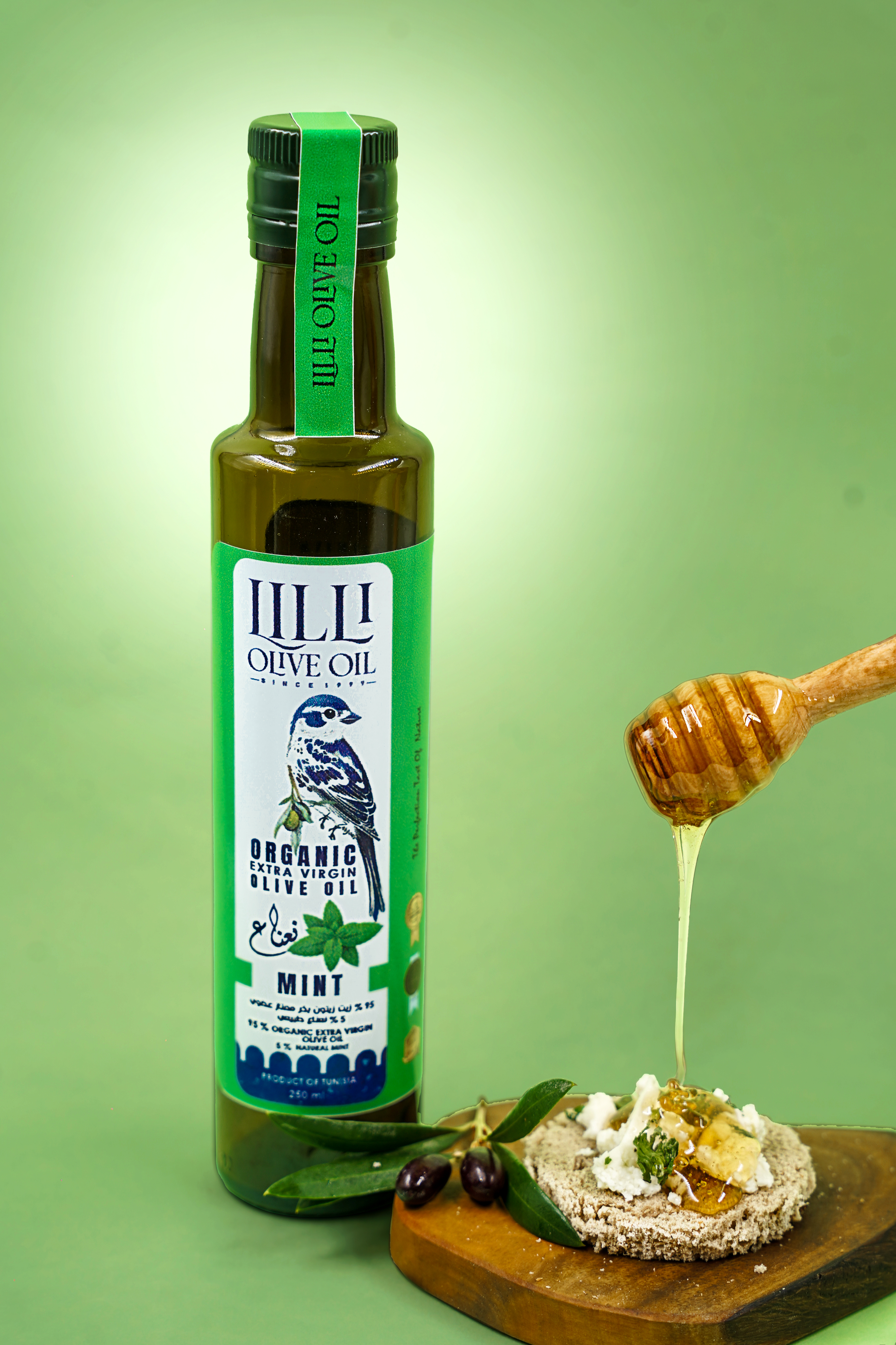 Huile d'olive biologique à la menthe