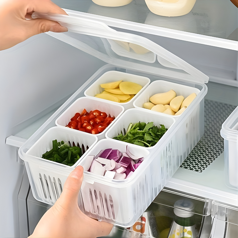 Premium 6 Compartment Refrigerator Organizer Box
