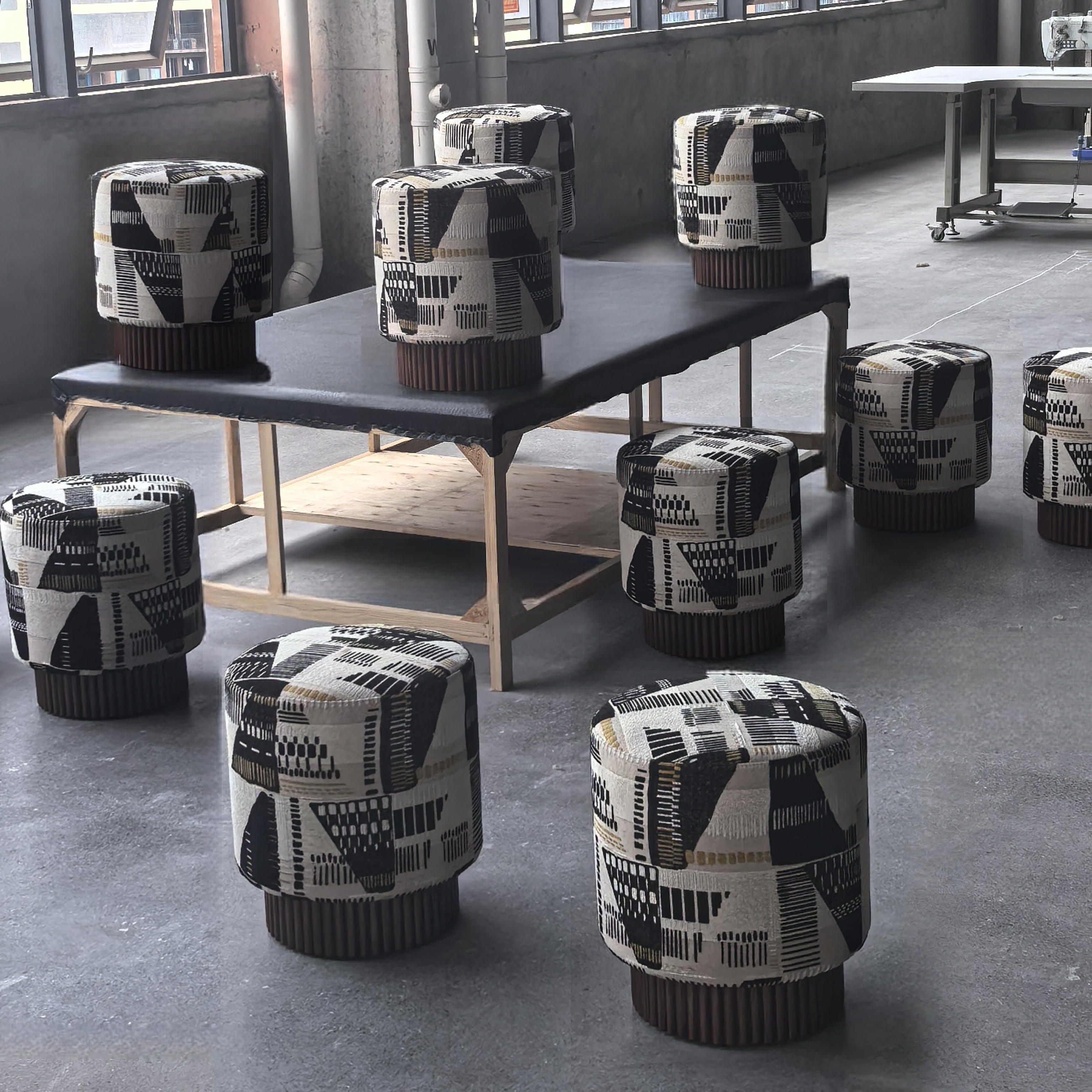 PatternedPouf Ottoman | Handcrafted Decorative Footrest & Accent Stool