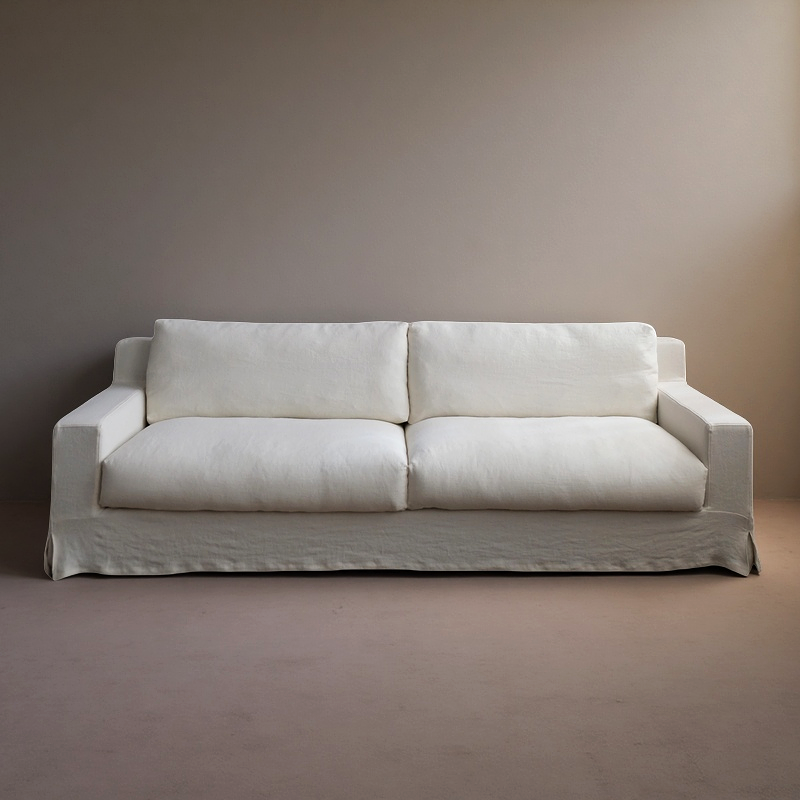 Freedom Sofa Modern White Linen Slipcover Sofa Couch