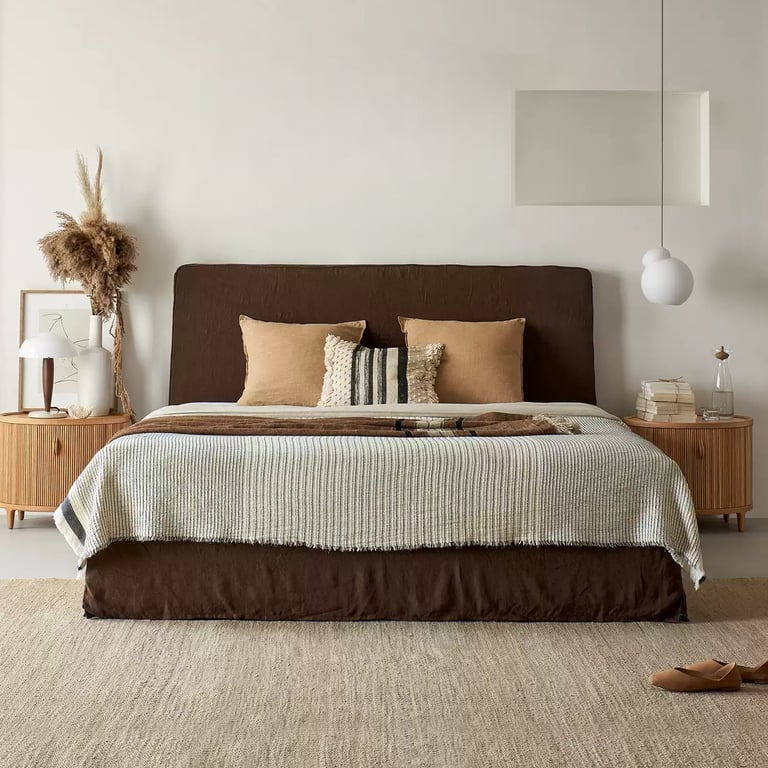 Lull Bed Linen Slipcover Fabric Panel Bed - Vintage Brown