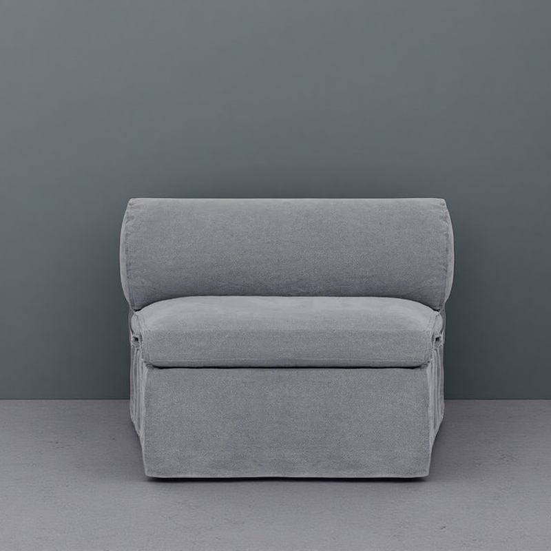 Puffy Modern Linen Slipcovered Round Sofa Modular Sectional -4PC/3PC/2PC