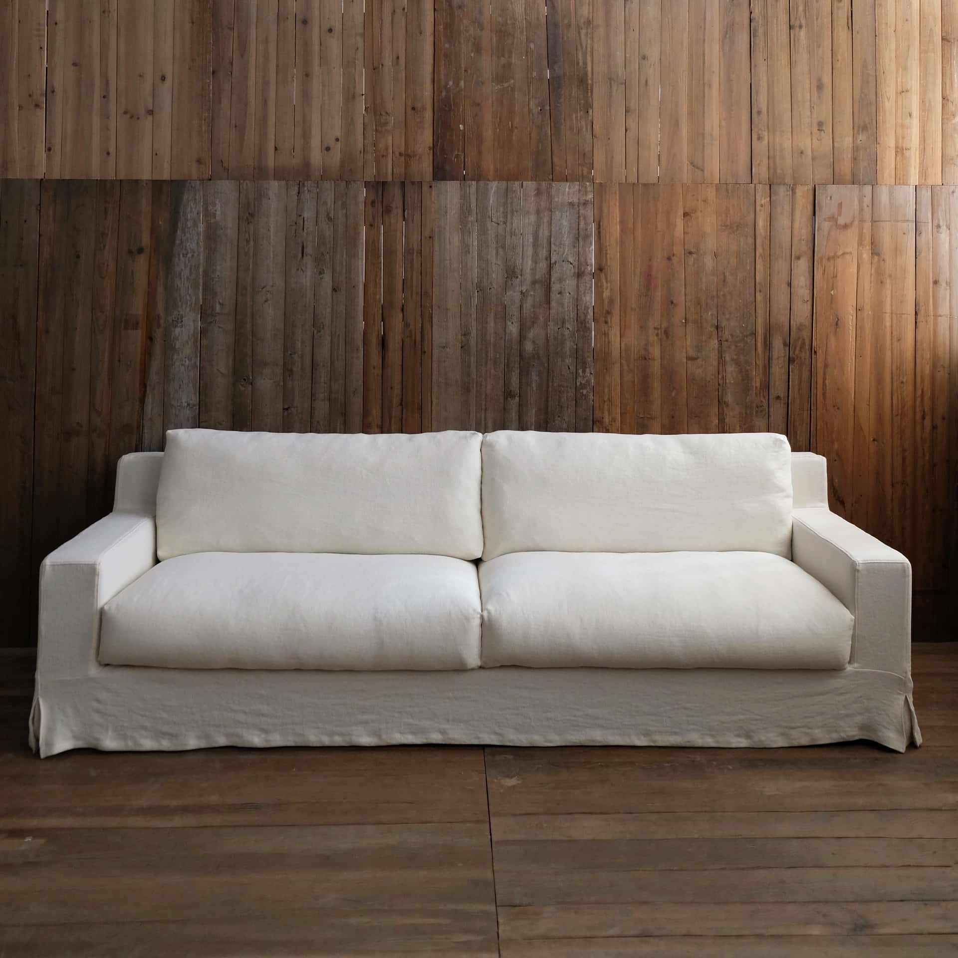 Freedom Sofa Modern White Linen Slipcover Sofa Couch