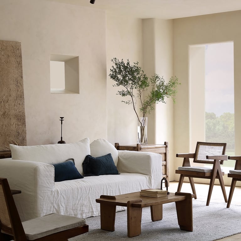 Square Modern Linen Slipcovered Square Sofa Couch