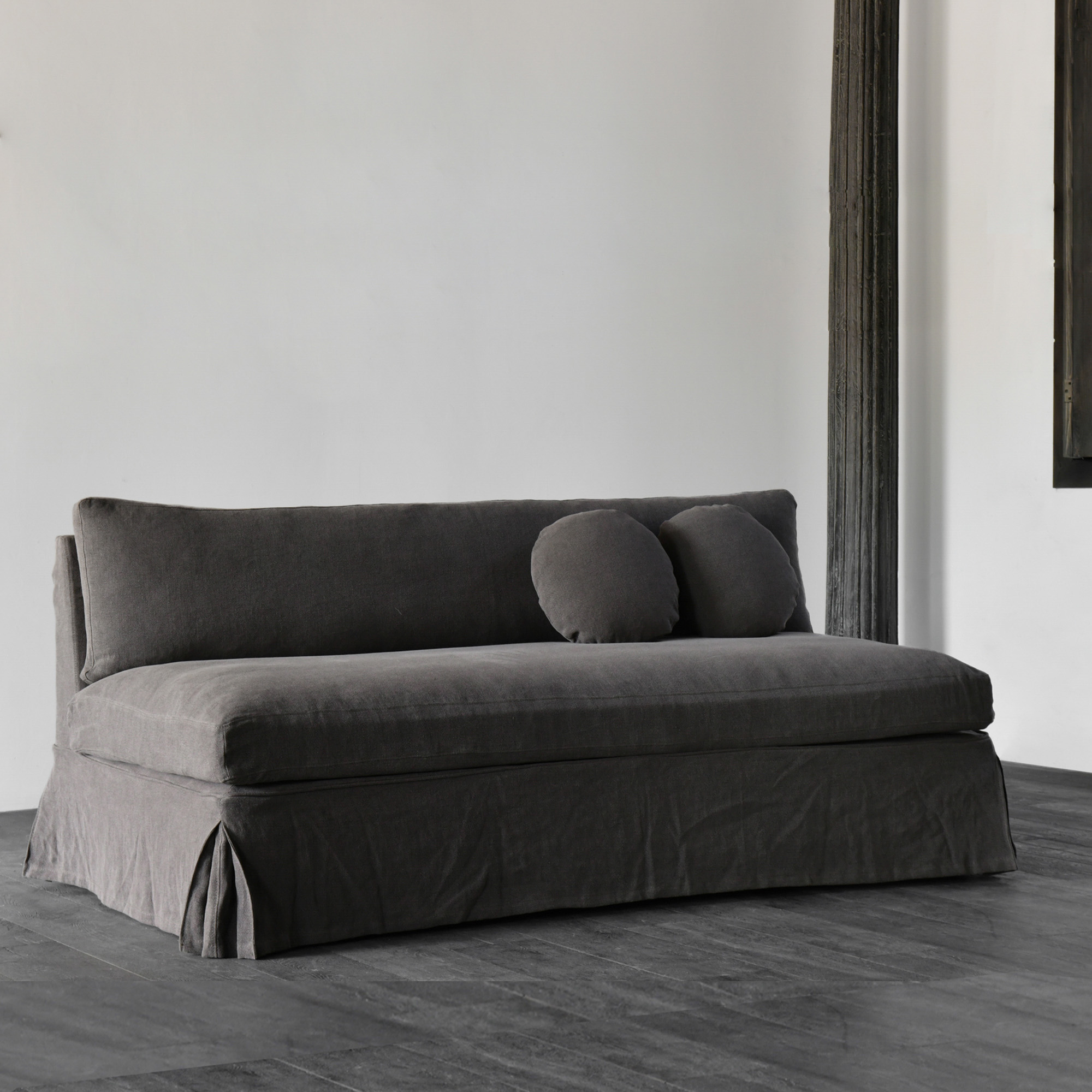 Lumo Modern Belgian Linen Slipcovered Sofa Benches