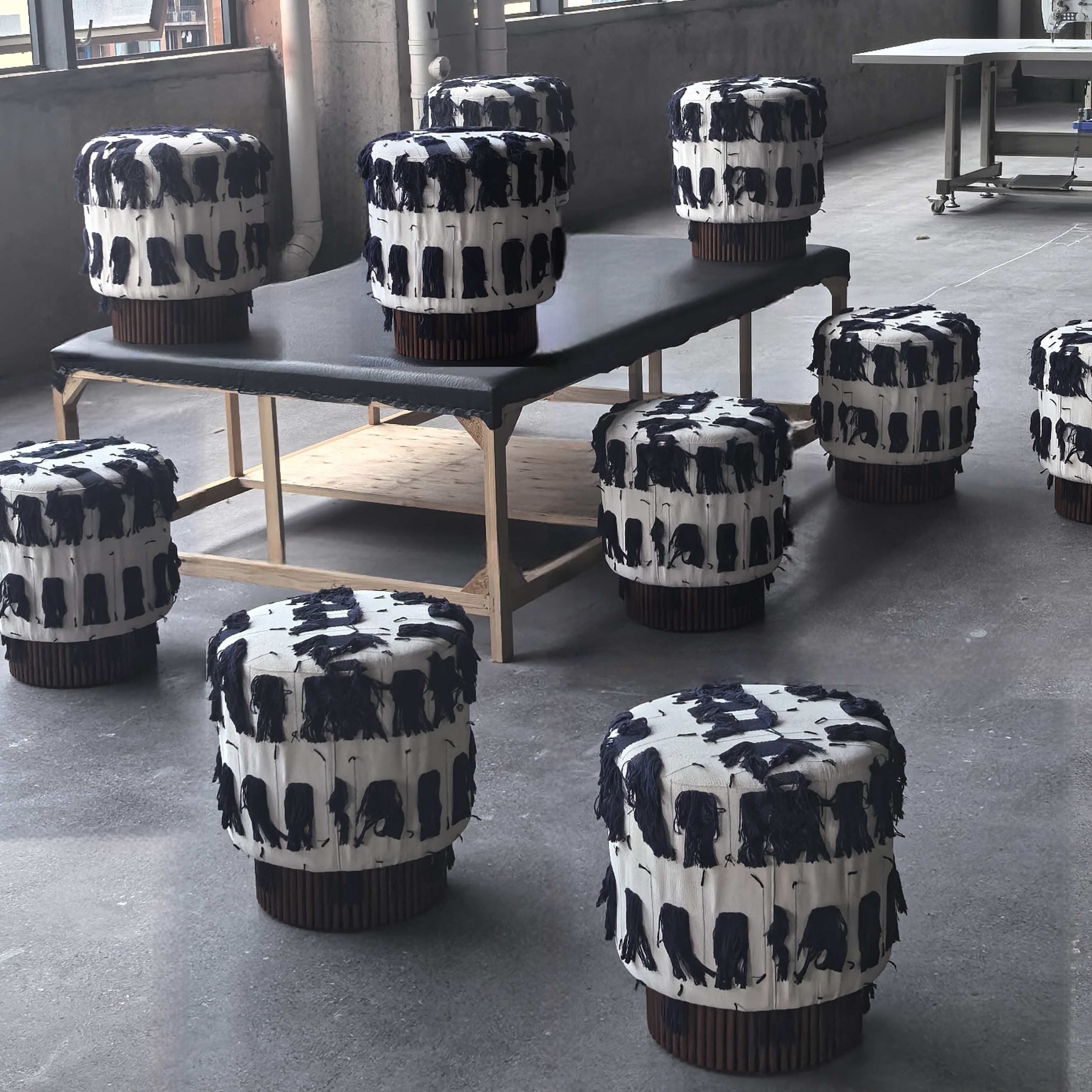 PatternedPouf Ottoman | Handcrafted Decorative Footrest & Accent Stool