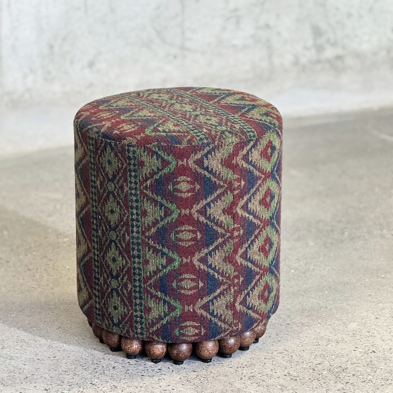 Handcrafted Patterned Pouf Ottoman| Ethnic Accent Stool & Footrest