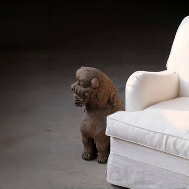 Campbell English Rolled Arm Replacement Slipcover Armchair with ottoman