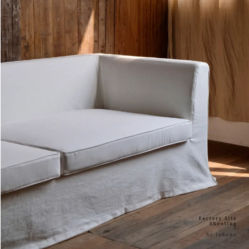  Peter Sofa Modern White Linen Slipcover Sofa Couch