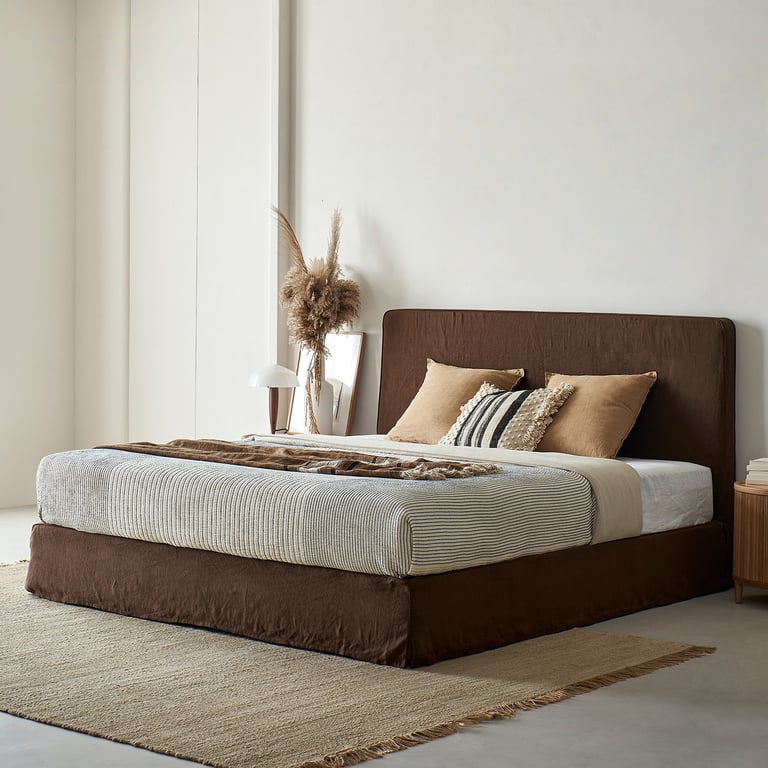 Lull Bed Linen Slipcover Fabric Panel Bed - Vintage Brown