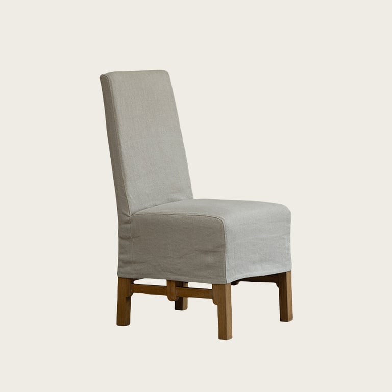 Mirel LINEN SLIPCOVER DINING CHAIR WITH WOOD LEGS