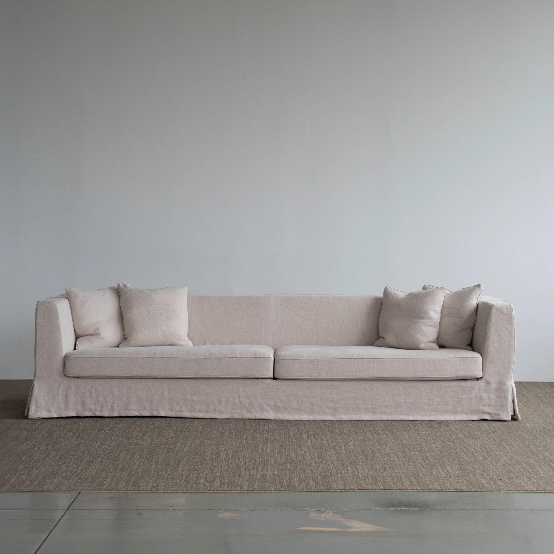  Peter Sofa Modern Natural Linen Slipcovered Sofa Longue Couch 300cm Length