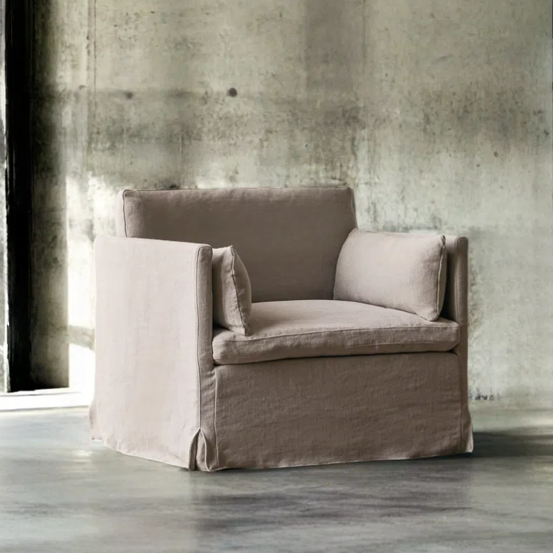 Veles Modern Linen Sofa Couch Slipcover with Down Feather Fill 