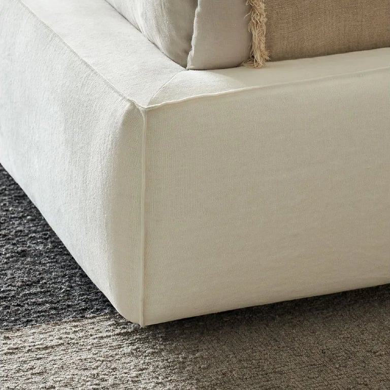 Cube Bed Modern Upholstered Slipcovered Box Platform Bed Frame