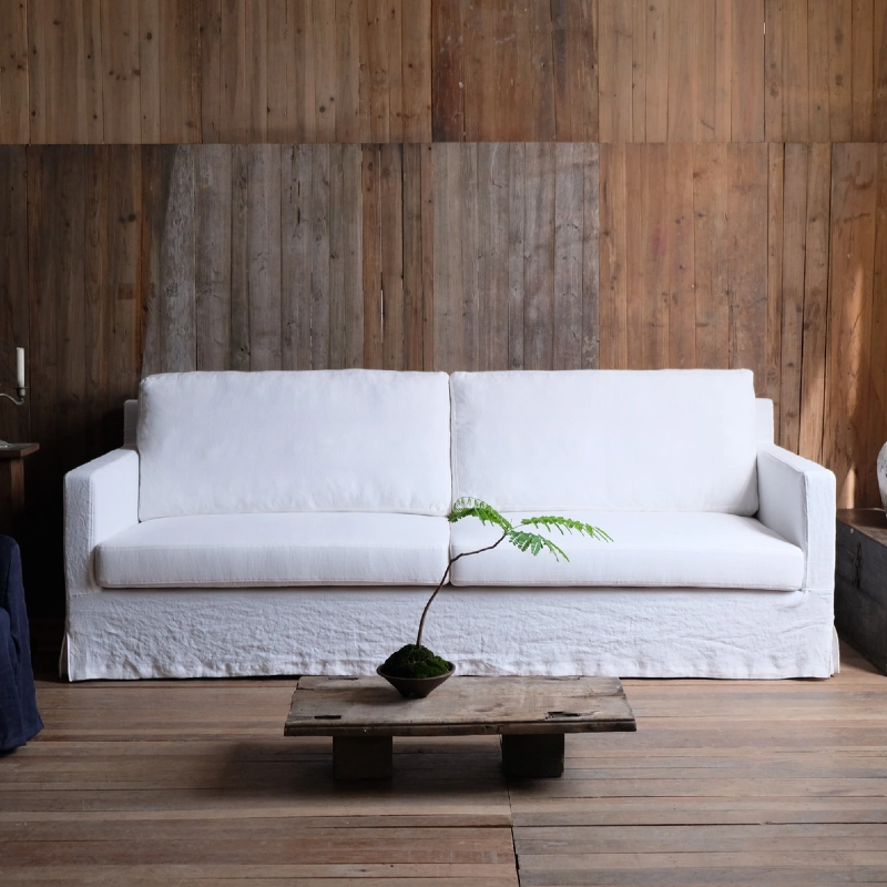 Louis Linen Sofa Slipcover with Down Feather Fill Couch